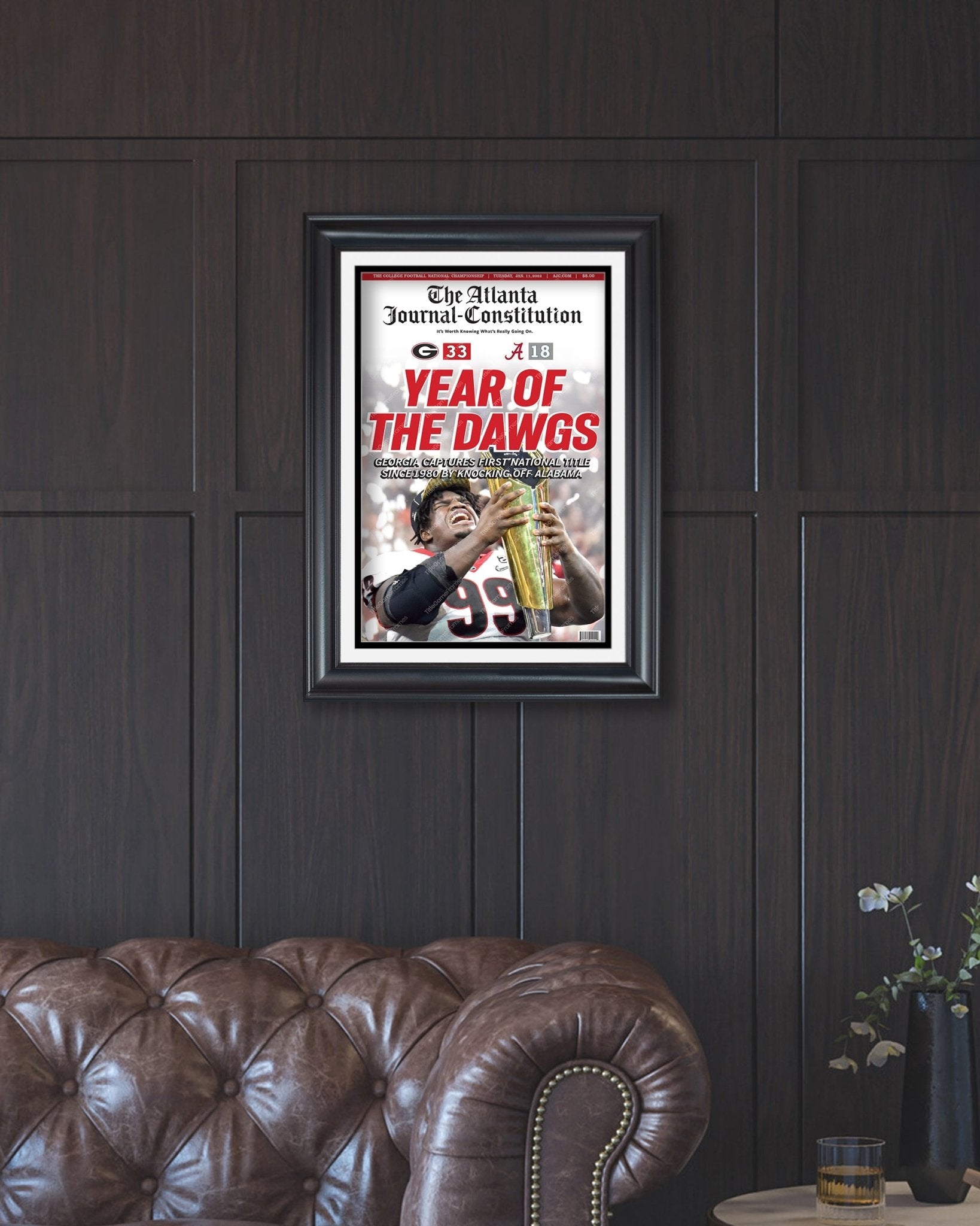 2022 Georgia Bulldogs 'Year Of The Dawgs' College Football National Champions Framed Front Page Newspaper Print - Title Game Frames