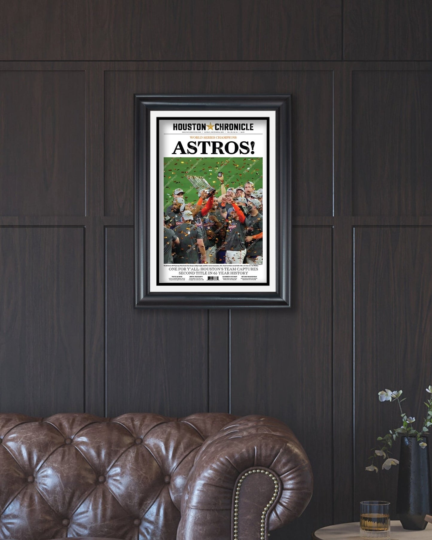 2022 Houston Astros “Astros!” World Series Framed Front Page Newspaper Print - Title Game Frames