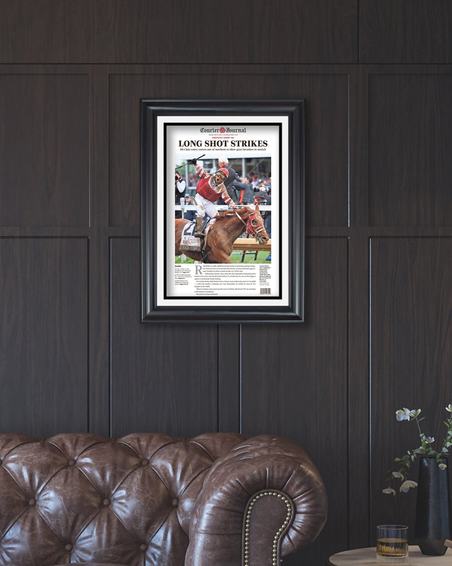 2022 Kentucky Derby Rich Strike Wins The Derby As The Long Shot Framed Front Page Newspaper Print - Title Game Frames