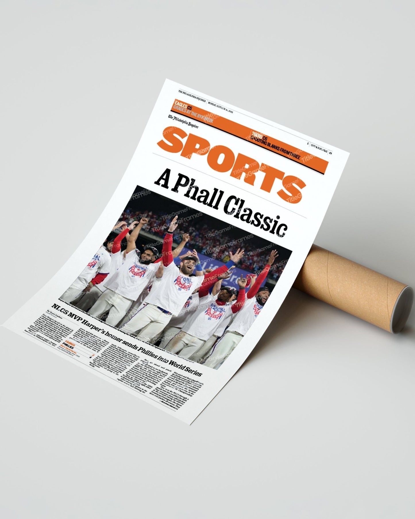 2022 Philadelphia Phillies NLCS Champions Framed Front Page Newspaper - Title Game Frames