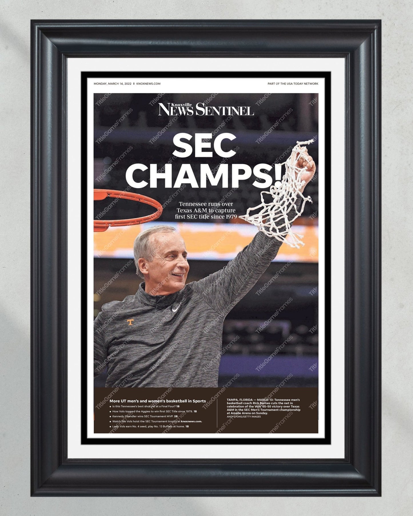 2022 Tennessee Volunteers SEC Champions - Title Game Frames