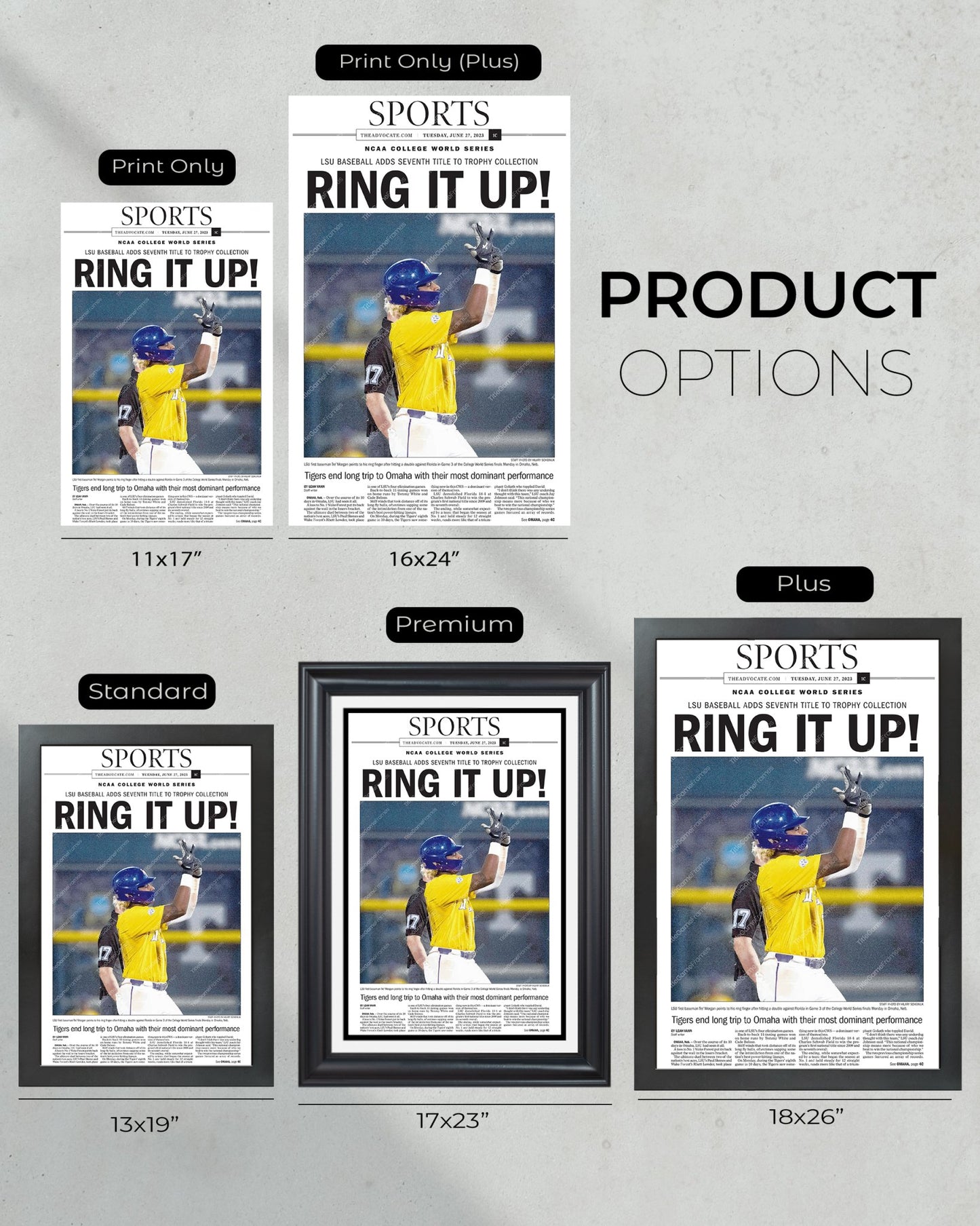 2023 LSU Tigers “Ring it Up!” College World Series Champions Commemorative Newspaper - Title Game Frames