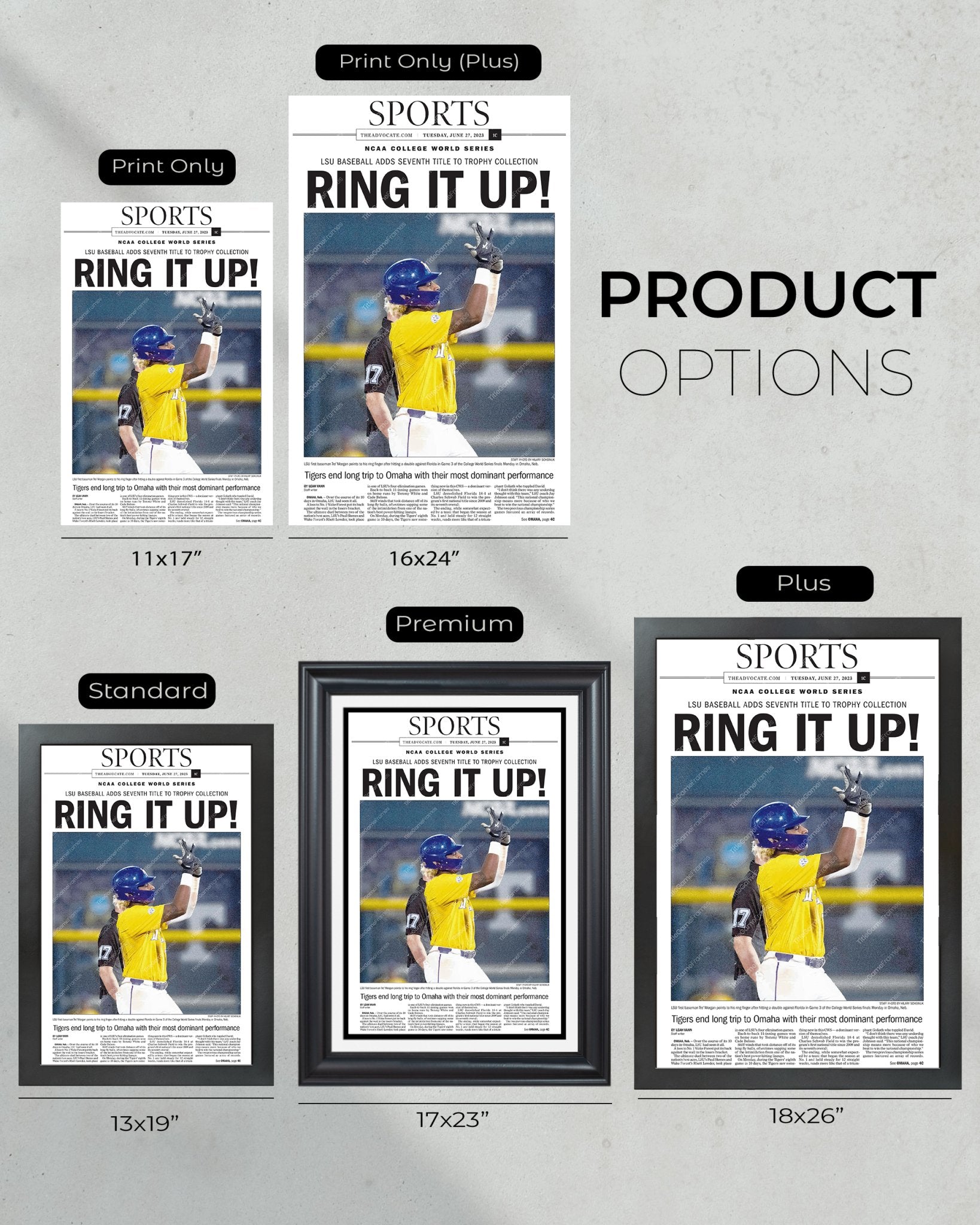 2023 LSU Tigers “Ring it Up!” College World Series Champions Commemorative Newspaper - Title Game Frames