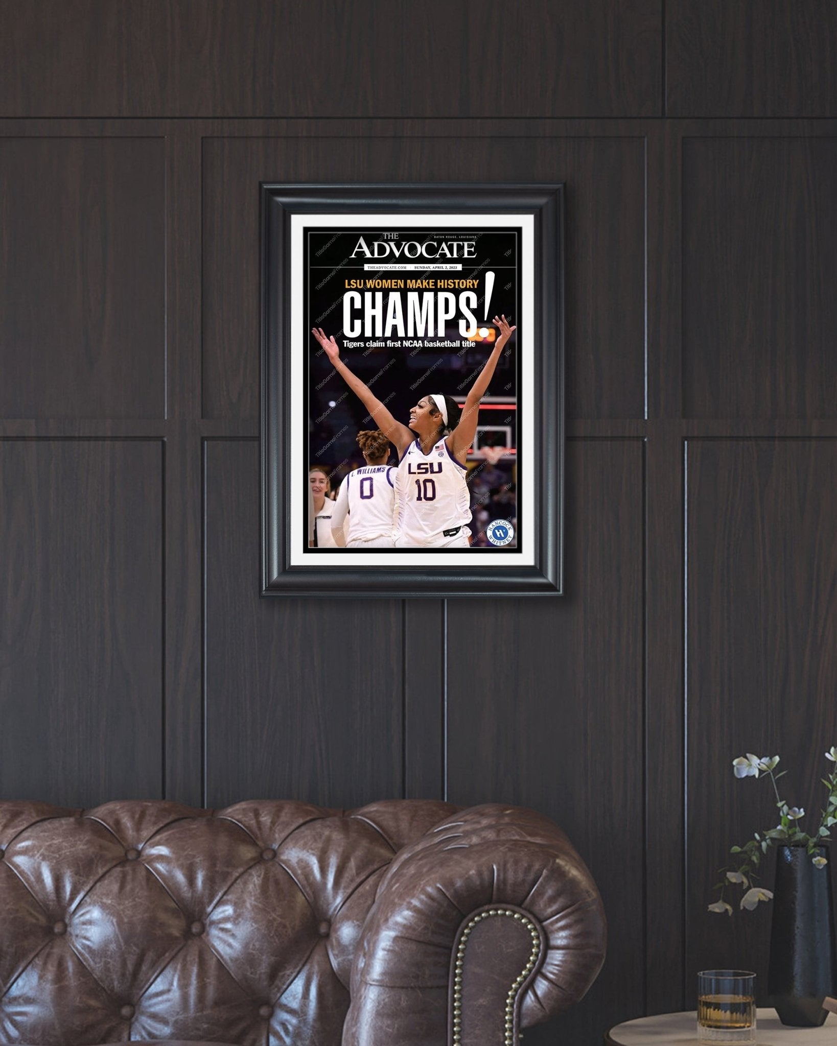 2023 LSU Tigers Women's National Champions Angel Reese "CHAMPS!" Framed Front Page Newspaper - Title Game Frames