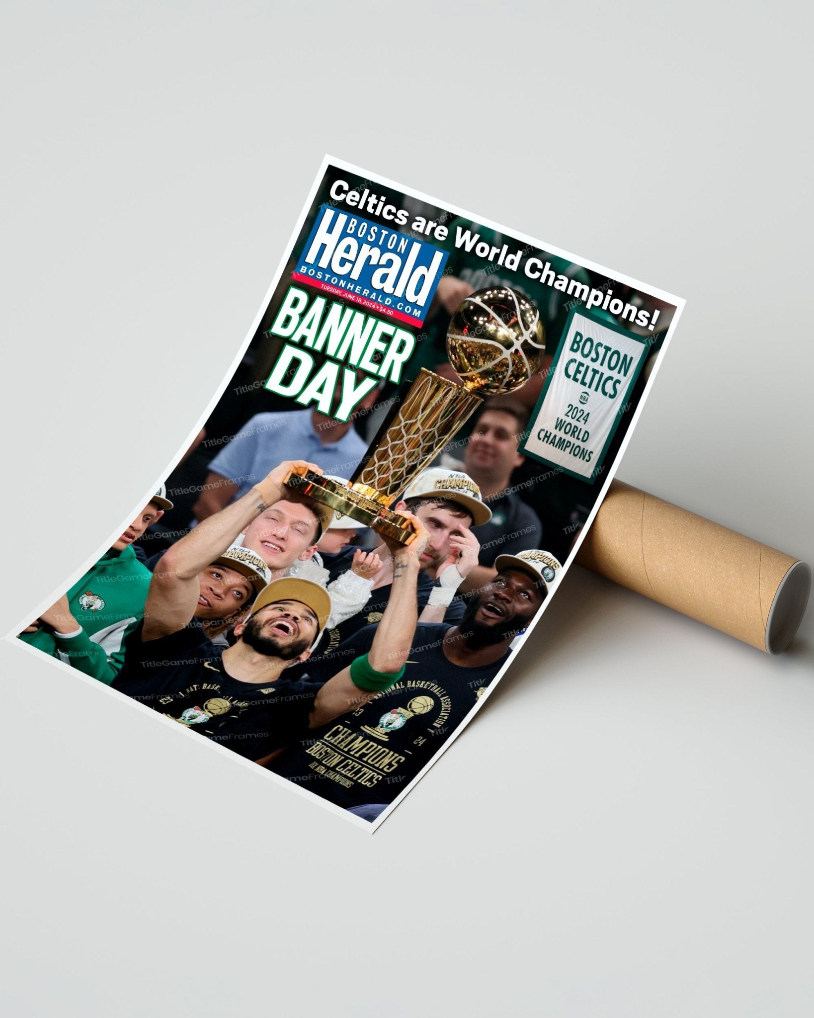 2024 Boston Celtics 'Banner Day' - NBA Champions Framed Newspaper Celebration - Title Game Frames