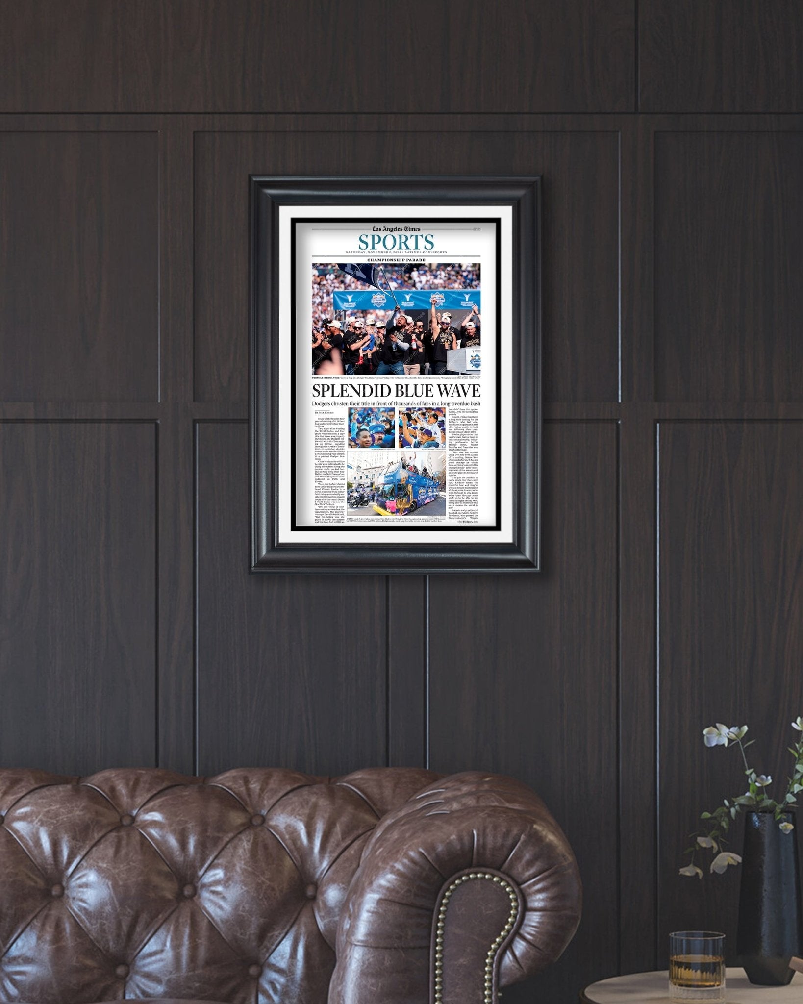 2024 Dodgers Victory Parade: World Series Celebration Framed Newspaper - Title Game Frames