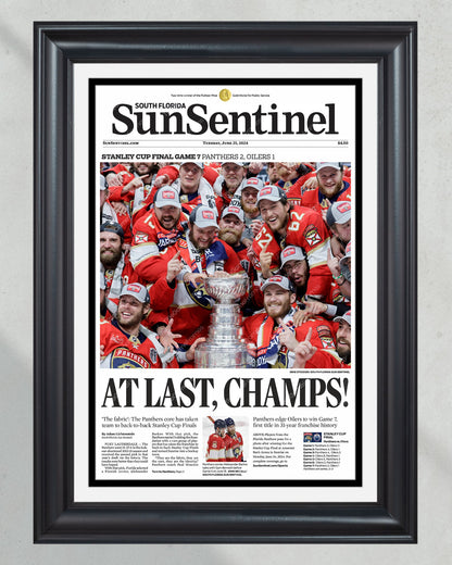 2024 Florida Panthers Stanley Cup Champs Framed Commemorative Newspaper - Title Game Frames