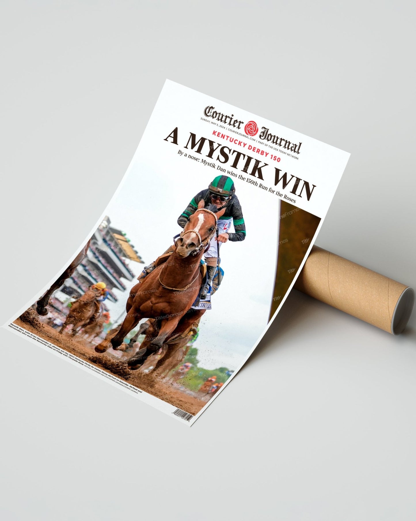 2024 Kentucky Derby Champion - Mystik Dan 'A MYSTIK WIN' | Framed Newspaper - Title Game Frames