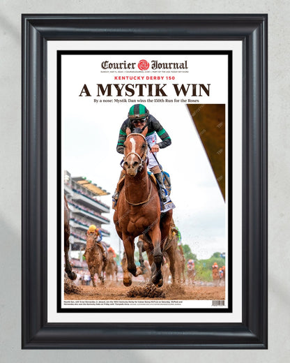 2024 Kentucky Derby Champion - Mystik Dan 'A MYSTIK WIN' | Framed Newspaper - Title Game Frames