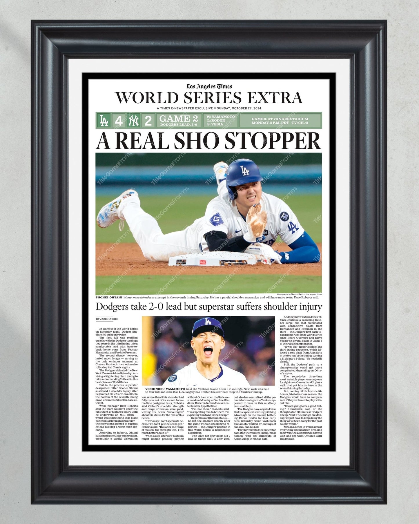 2024 Los Angeles Dodgers World Series Commemorative Set - Game 1,2,3, and 5 - Title Game Frames