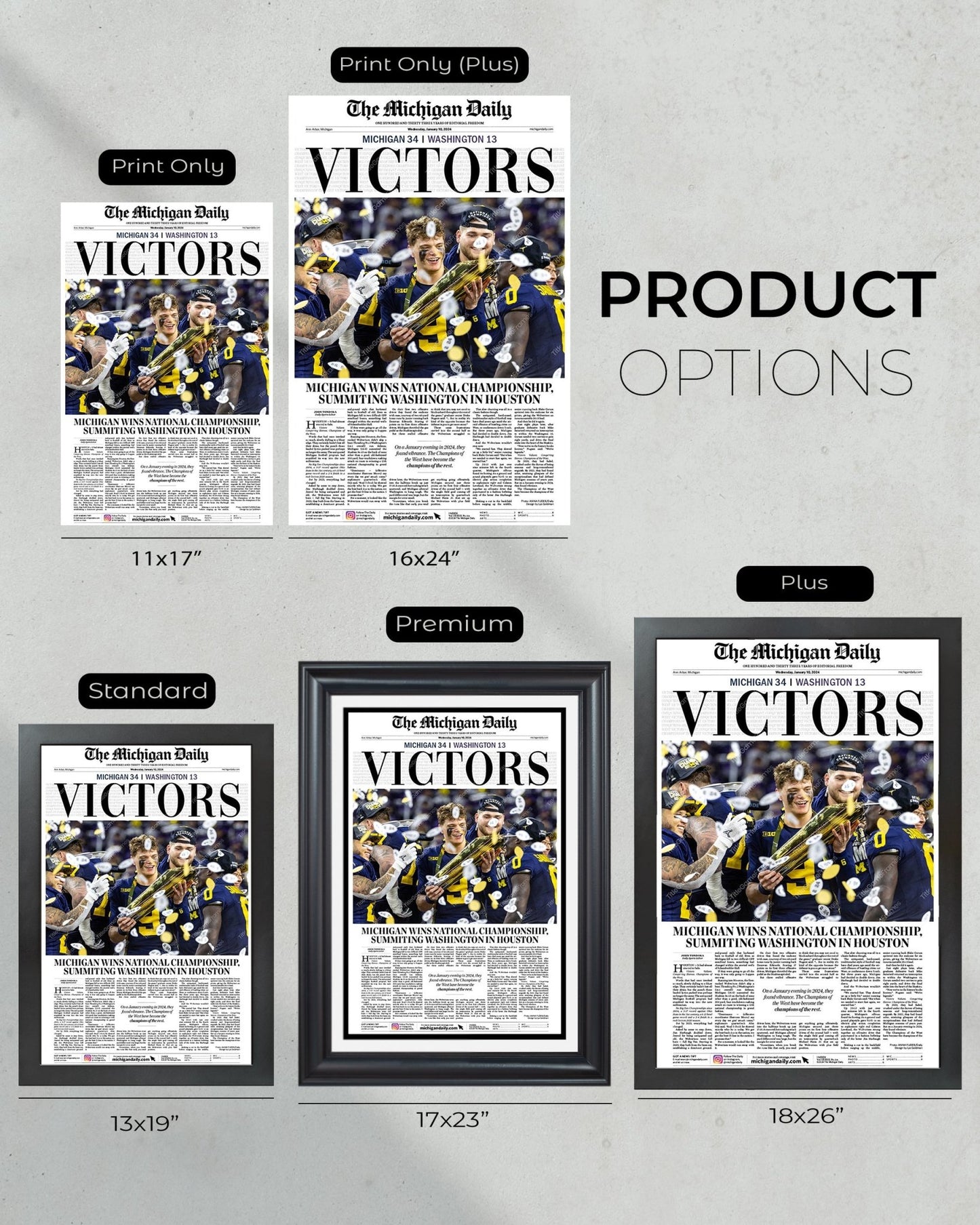 2024 Michigan Wolverines National Championship 'VICTORS' -Michigan Daily Framed Print - Title Game Frames