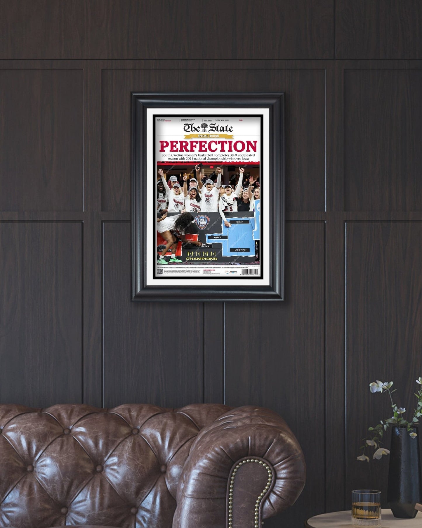 2024 South Carolina Gamecocks Women's Basketball Champions Framed Newspaper - "PERFECTION" - Title Game Frames