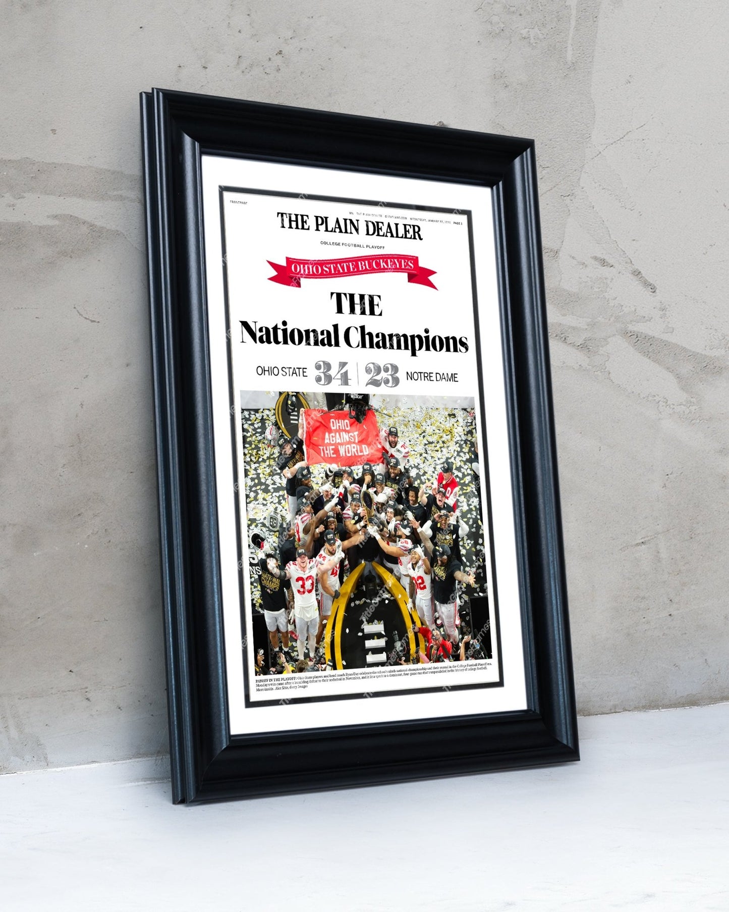 2025 Ohio State CFP Champions "THE National Champions" Plain Dealer Newspaper - Title Game Frames