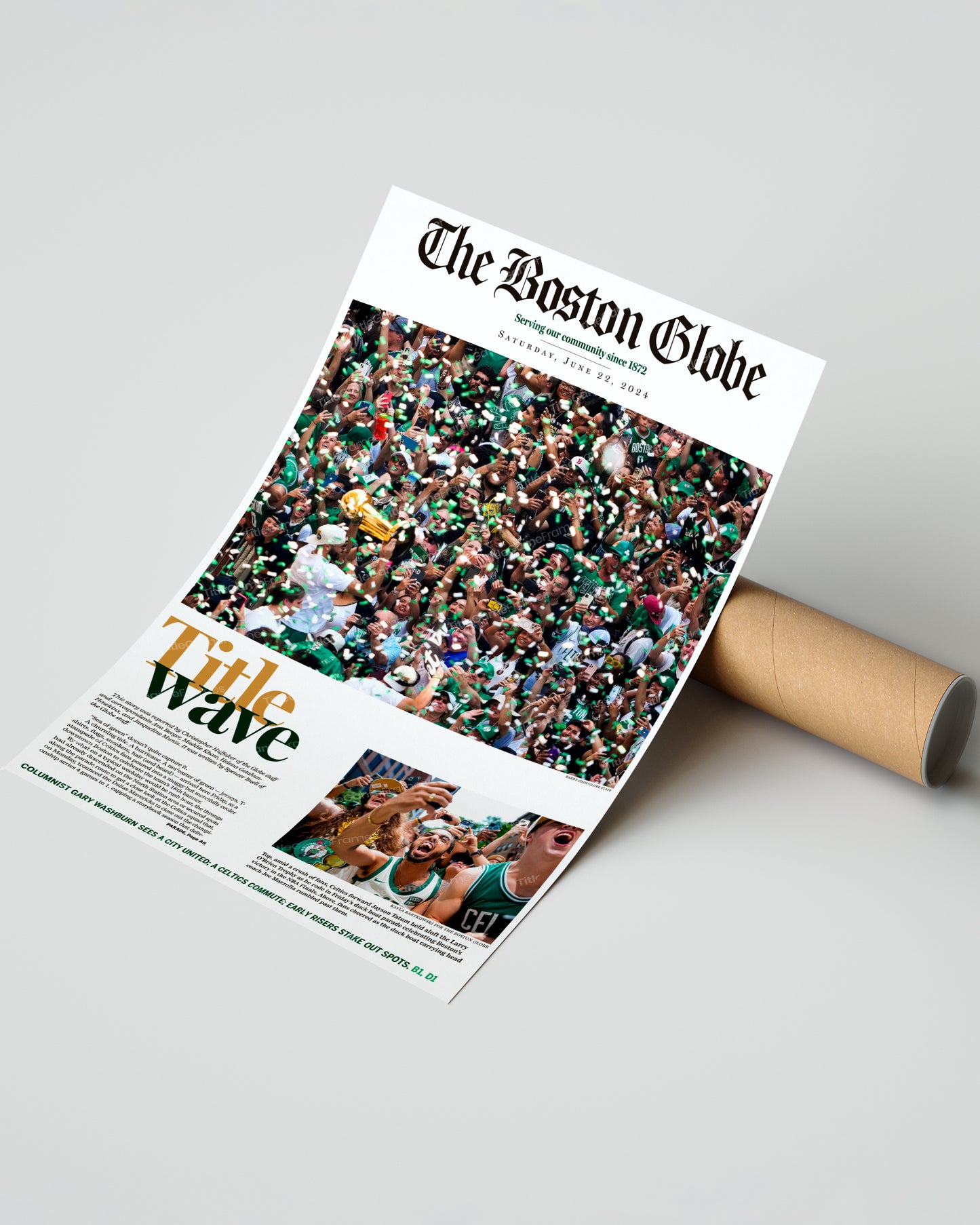 2024 Boston Celtics NBA Champions 'Title Wave' Parade Framed Newspaper