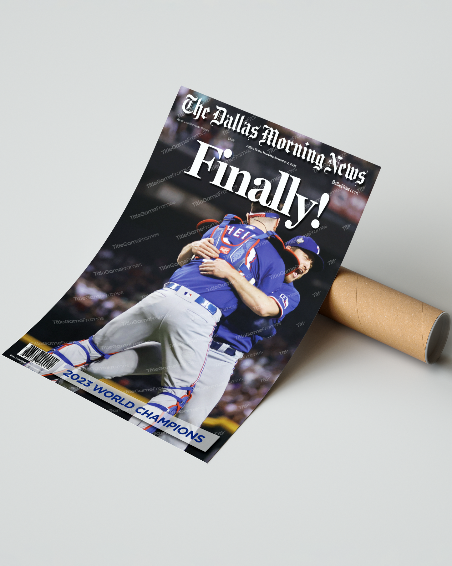 2023 Texas Rangers World Series "Finally!" - Commemorative Framed Newspaper