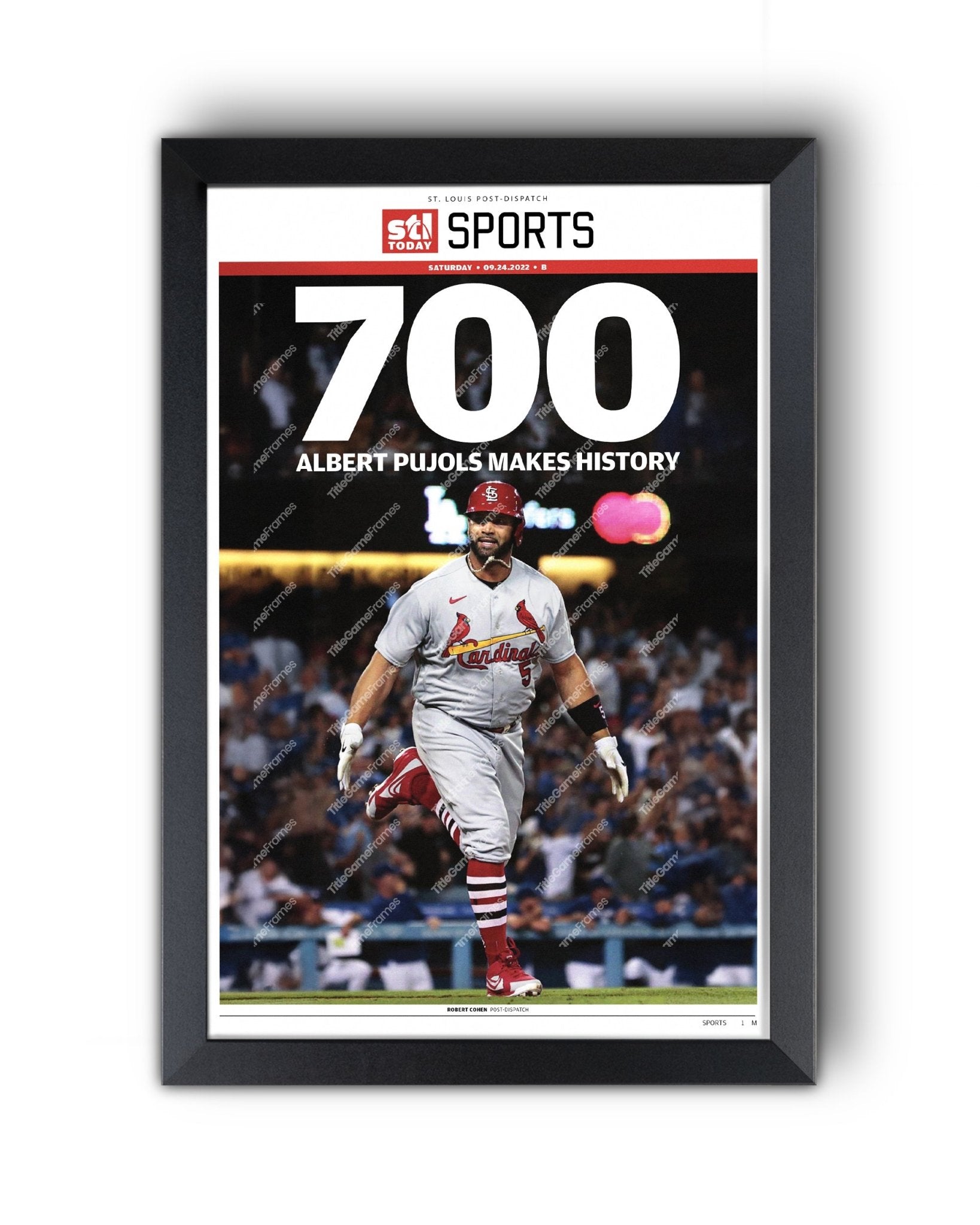 Albert Pujols Hits 700th Home Run Front Page Newspaper Print - Title Game Frames