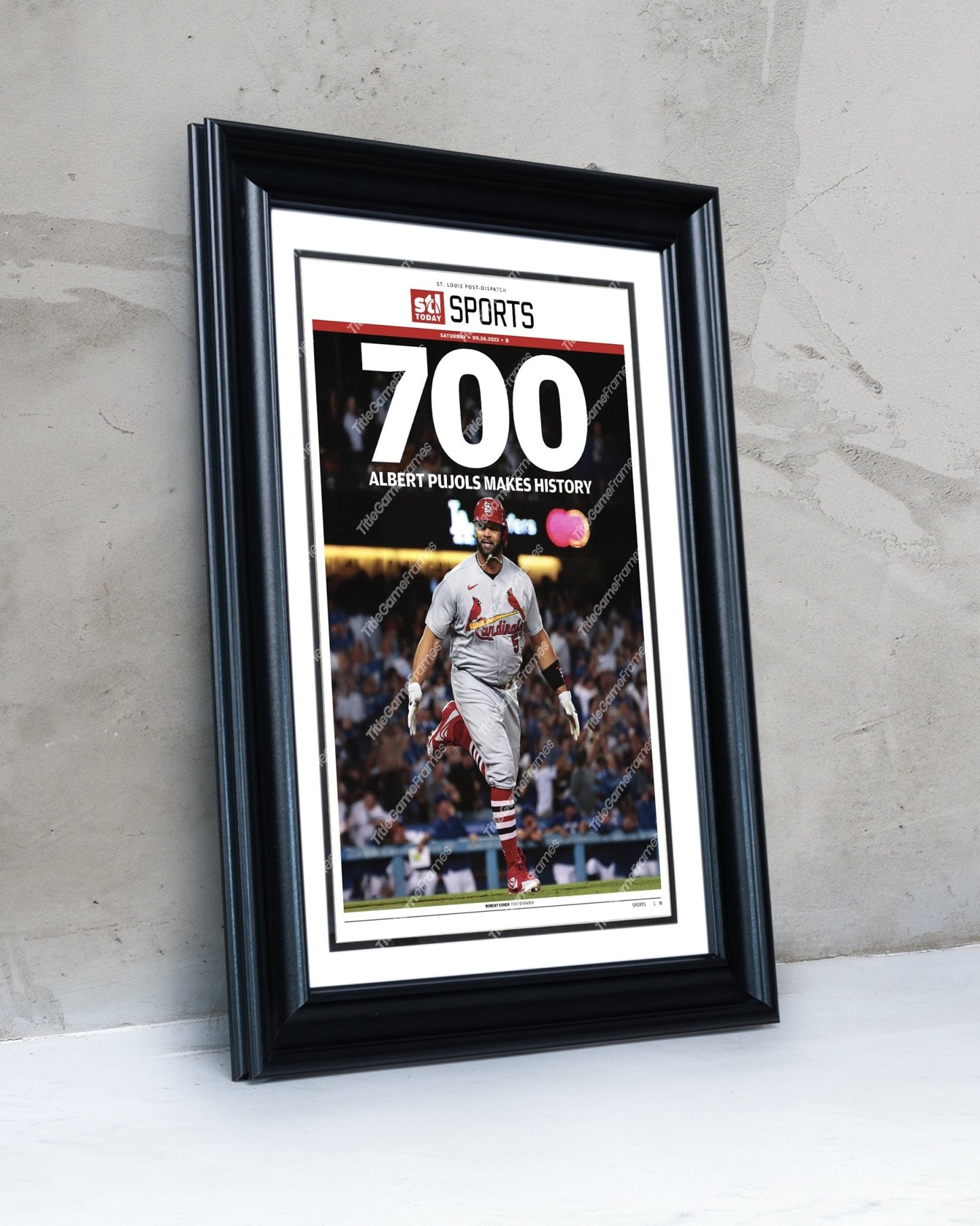 Albert Pujols Hits 700th Home Run Front Page Newspaper Print - Title Game Frames