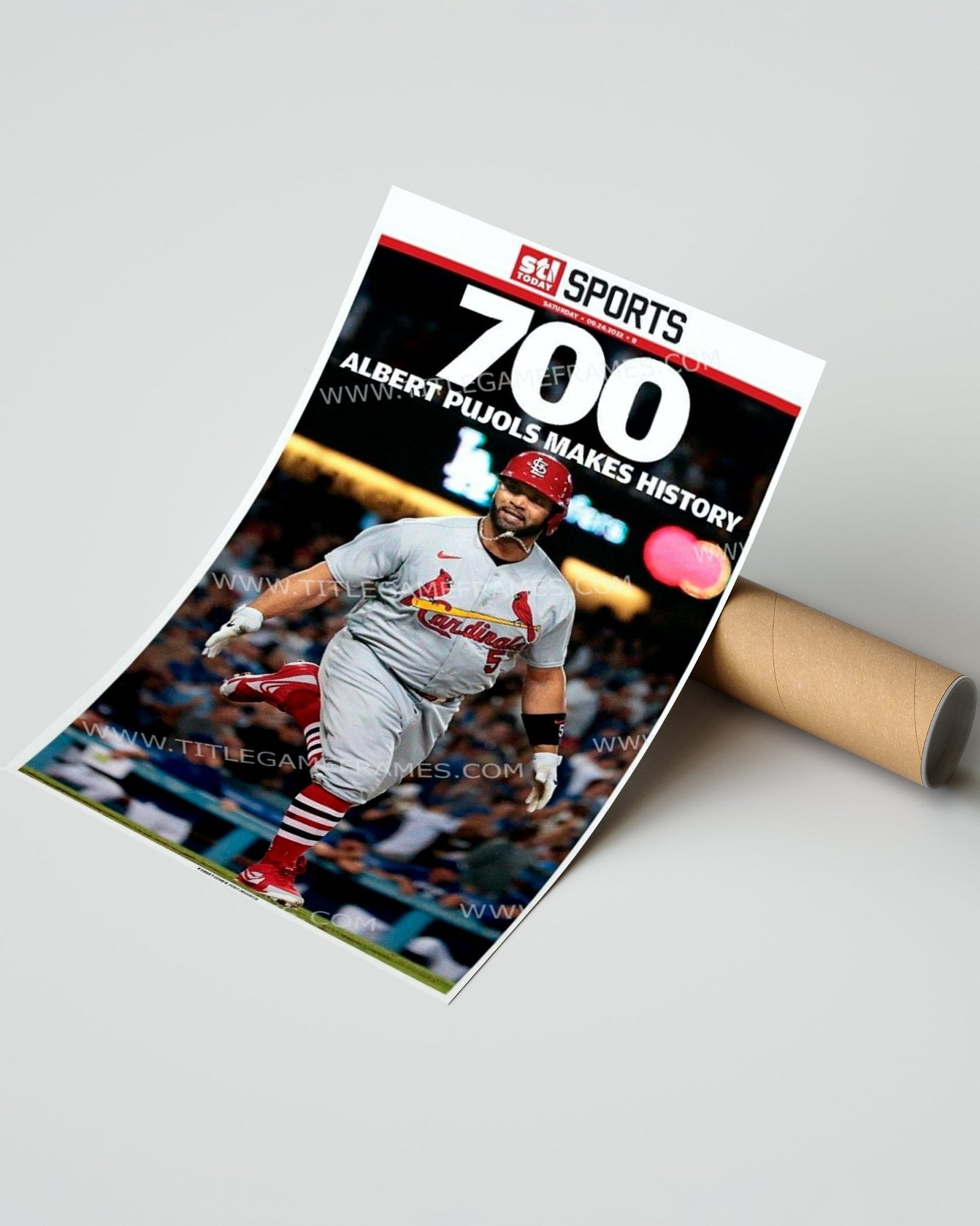 Albert Pujols Hits 700th Home Run Front Page Newspaper Print - Title Game Frames