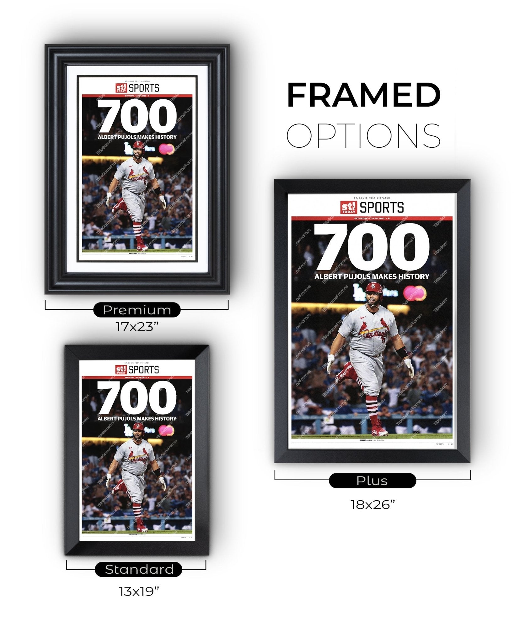 Albert Pujols Hits 700th Home Run Front Page Newspaper Print - Title Game Frames