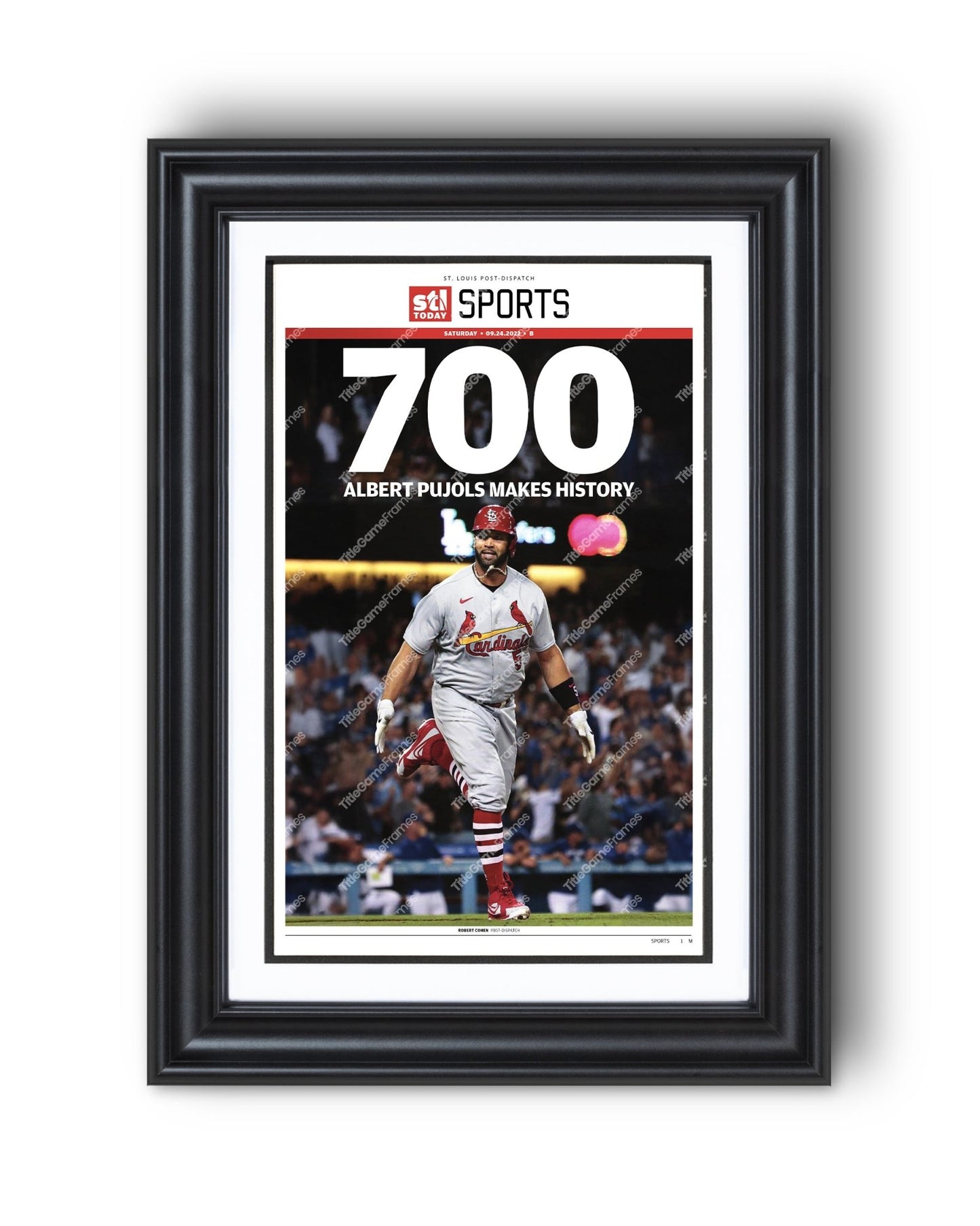 Albert Pujols Hits 700th Home Run Front Page Newspaper Print - Title Game Frames