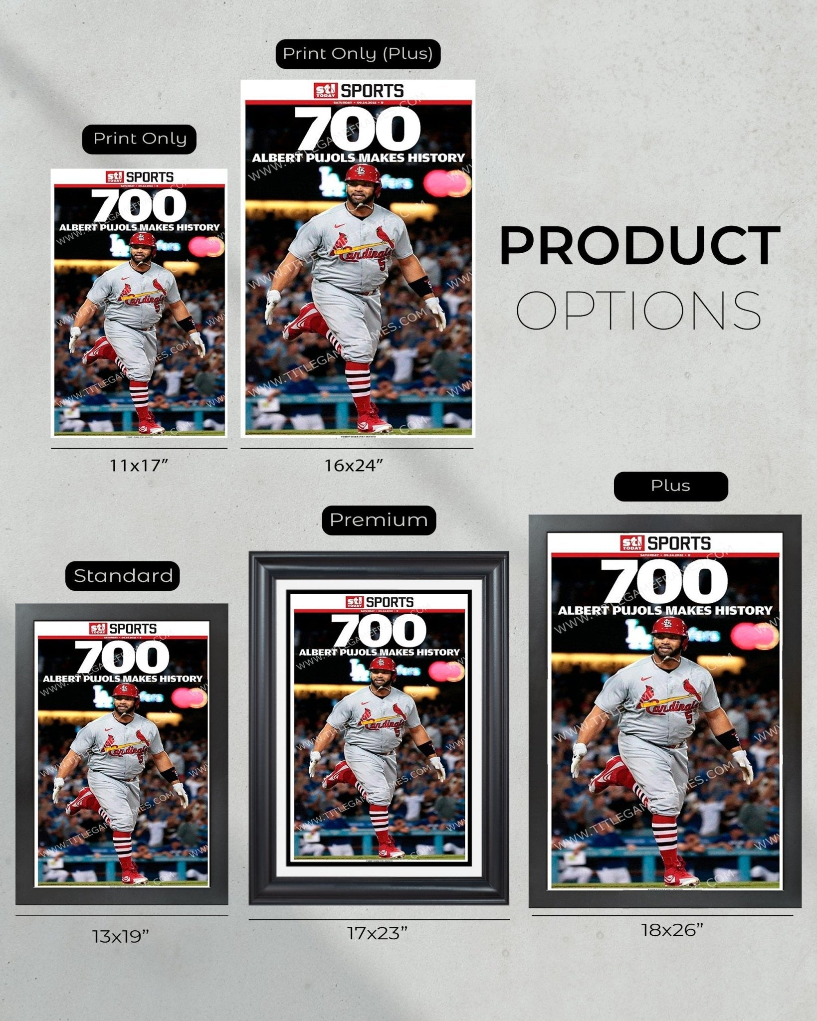 Albert Pujols Hits 700th Home Run Front Page Newspaper Print - Title Game Frames