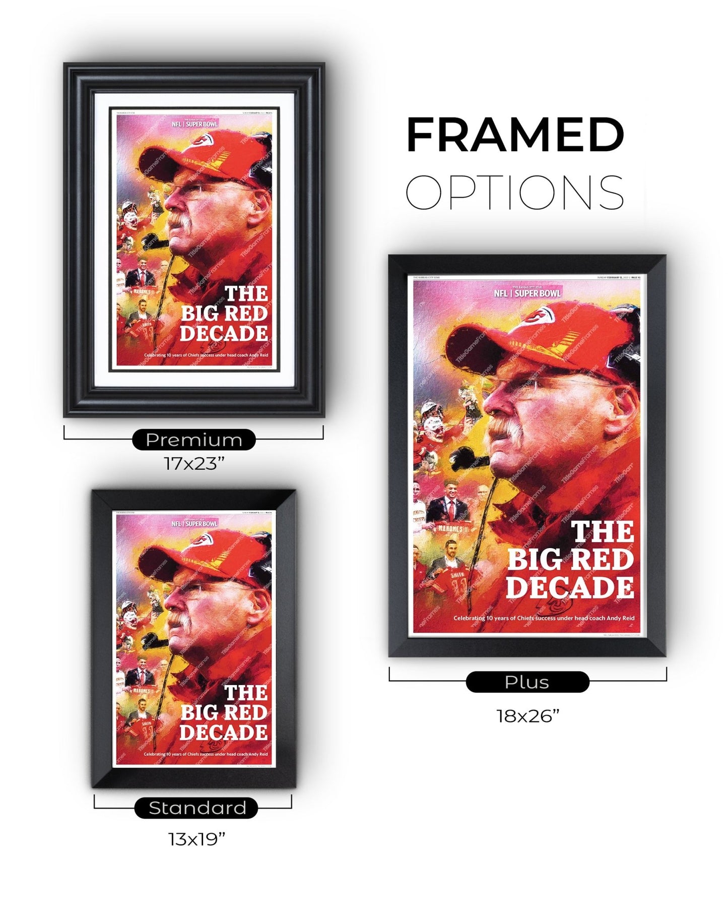 Andy Reid Chiefs “The Big Red Decade” Framed Commemorative Poster - Title Game Frames