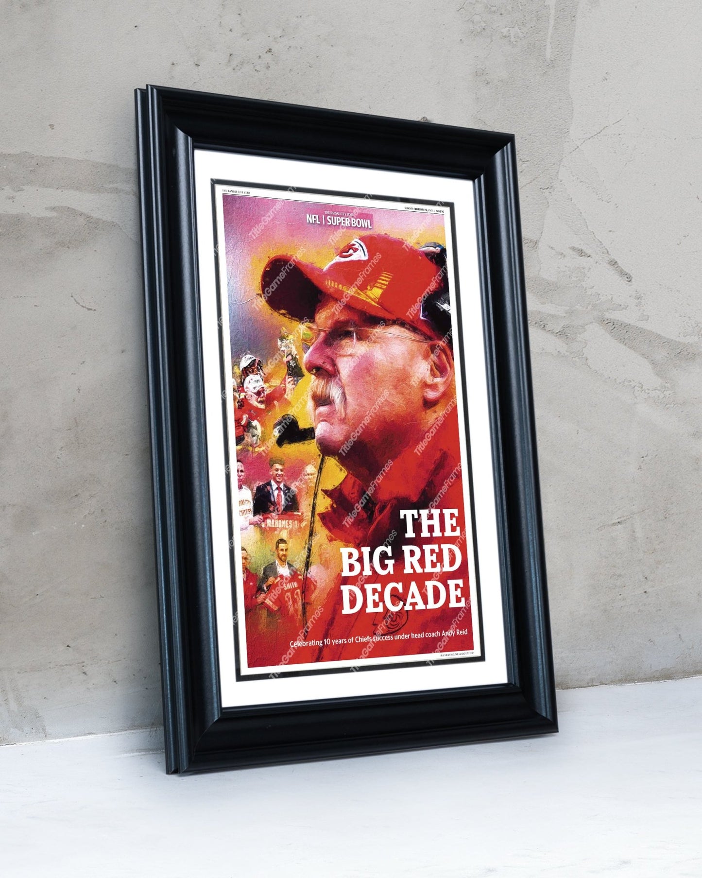 Andy Reid Chiefs “The Big Red Decade” Framed Commemorative Poster - Title Game Frames