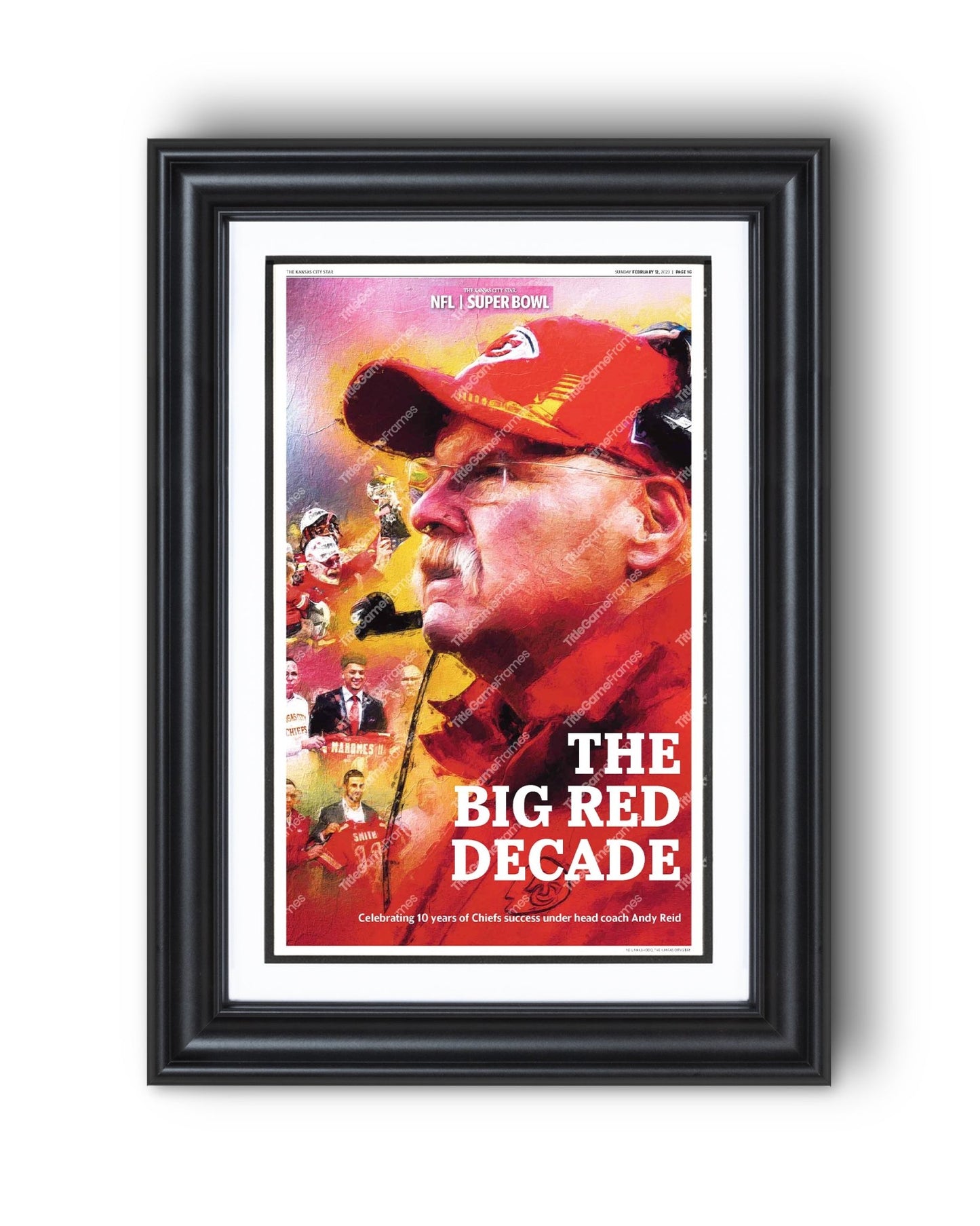 Andy Reid Chiefs “The Big Red Decade” Framed Commemorative Poster - Title Game Frames