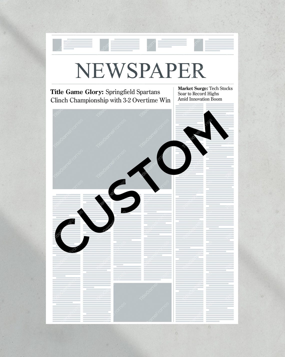 Custom Front Page Newspaper - Personalized News Wall Art - Choose Any Event, Publication, or Article - Title Game Frames