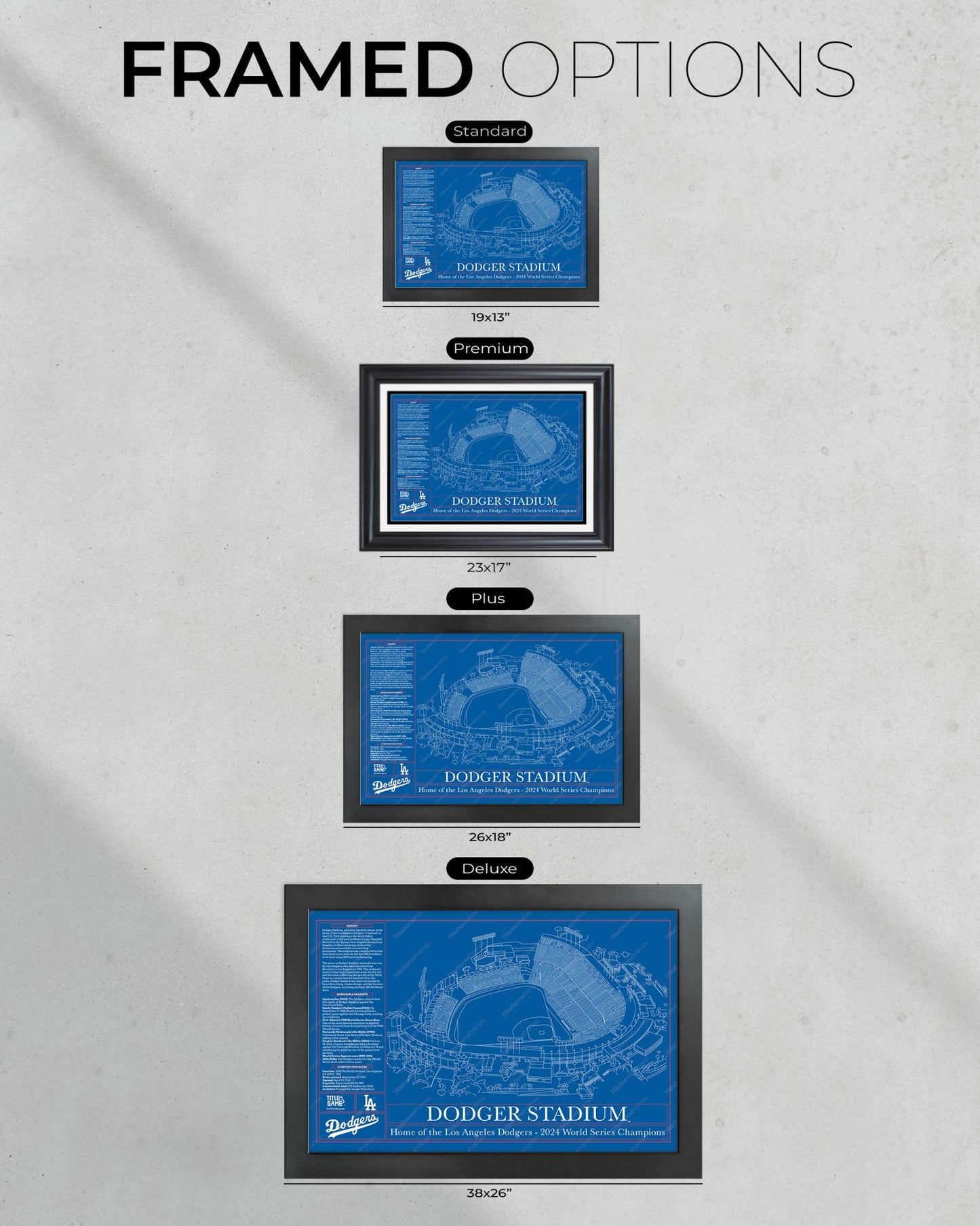 Los Angeles Dodgers Ballpark Stadium Blueprint - Title Game Frames