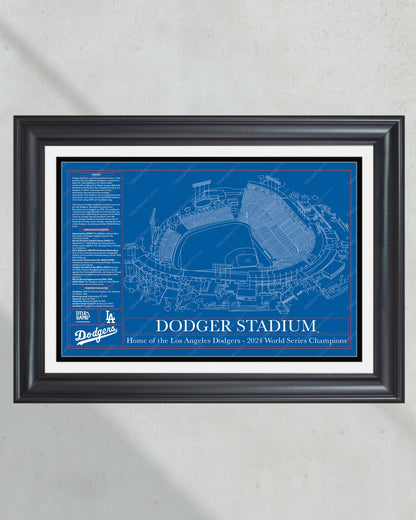 Los Angeles Dodgers Ballpark Stadium Blueprint - Title Game Frames