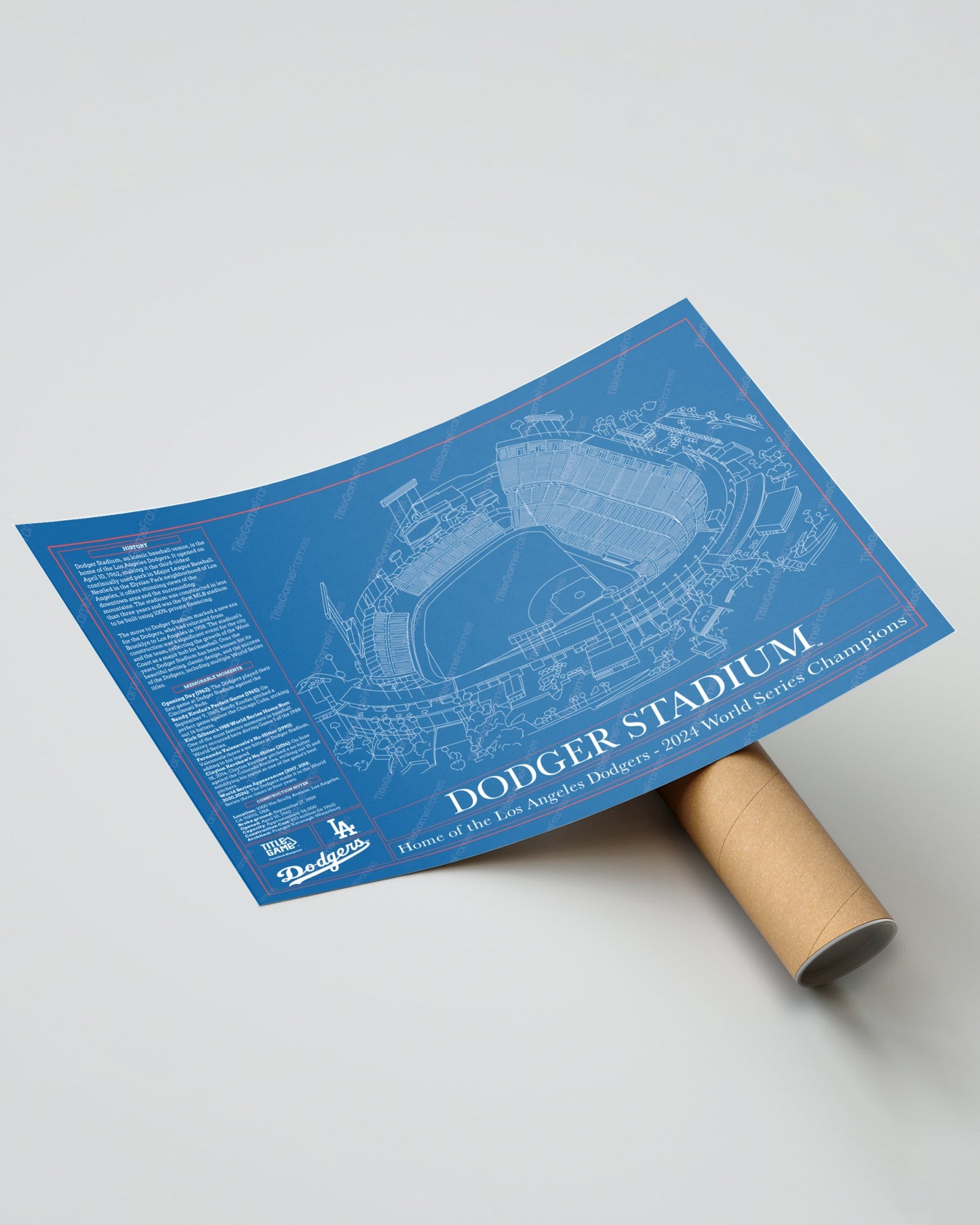 Los Angeles Dodgers Ballpark Stadium Blueprint - Title Game Frames