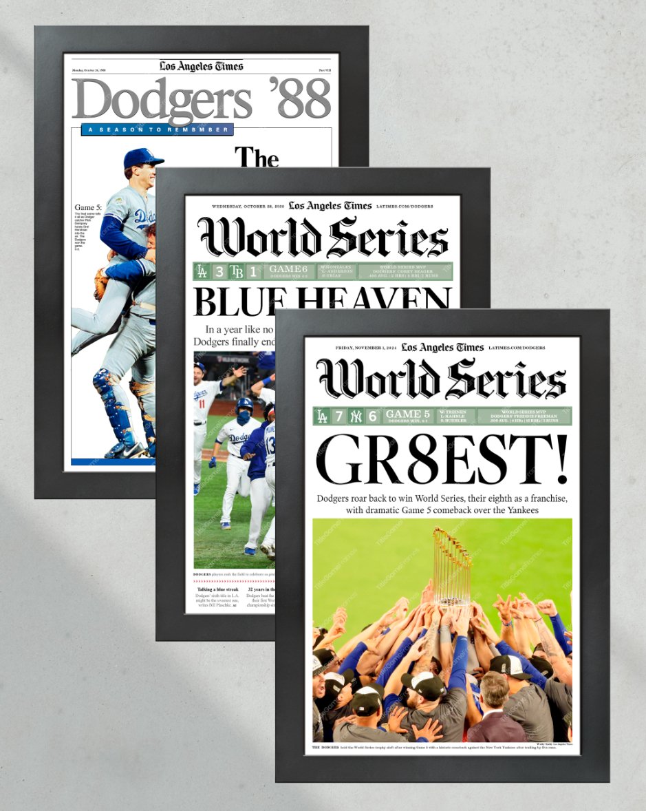 Los Angeles Dodgers World Series Championship Set - 1988, 2020, 2024 - Title Game Frames