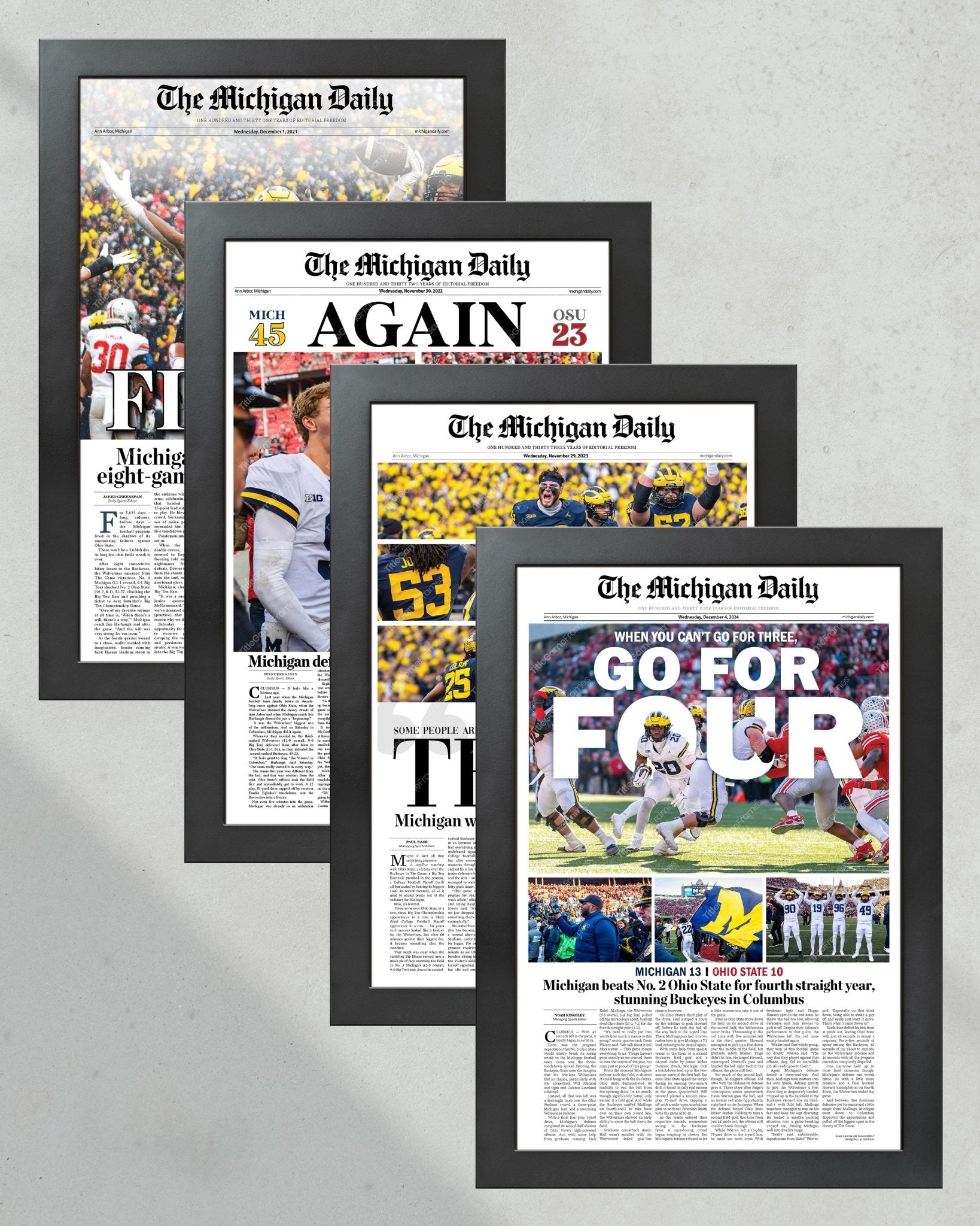 Michigan Wolverines OSU Rivalry Collector's Set (2021 - 2024) - Title Game Frames