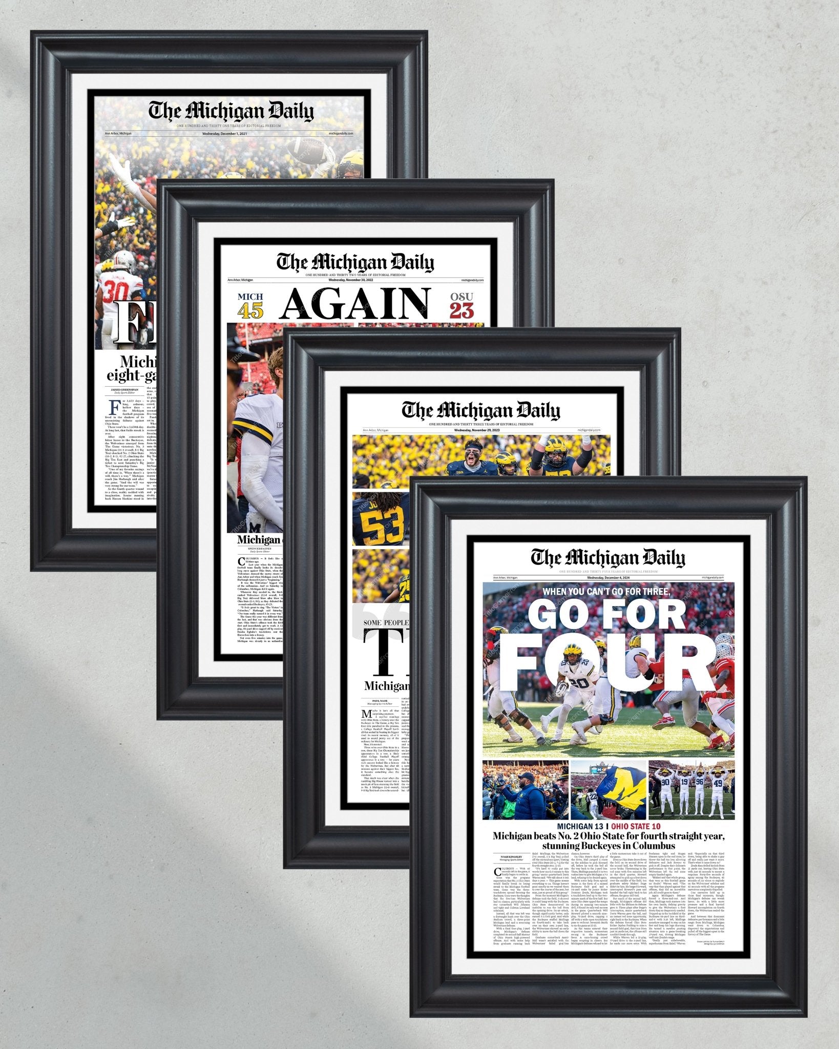 Michigan Wolverines OSU Rivalry Collector's Set (2021 - 2024) - Title Game Frames