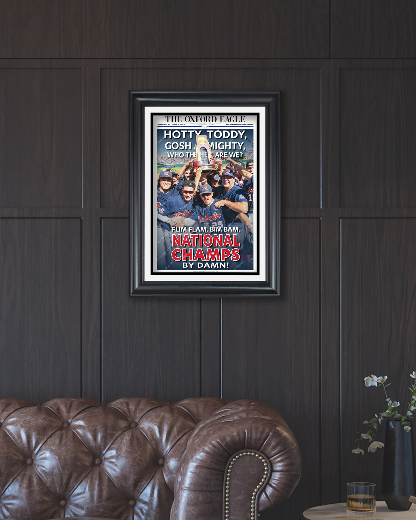 2022 Ole Miss Rebels Mens' College World Series Champions 'HOTTY TODDY' Framed Newspaper