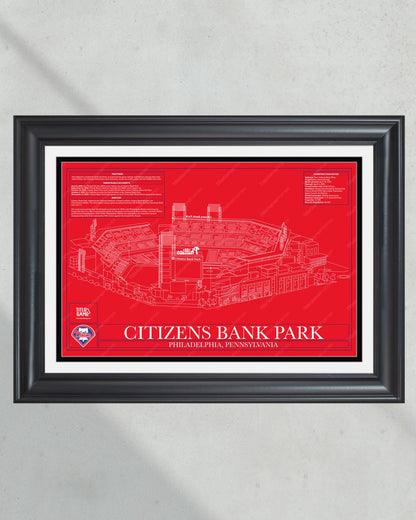 Philadelphia Phillies Citizens Bank Park Stadium Ballpark Blueprint - Title Game Frames