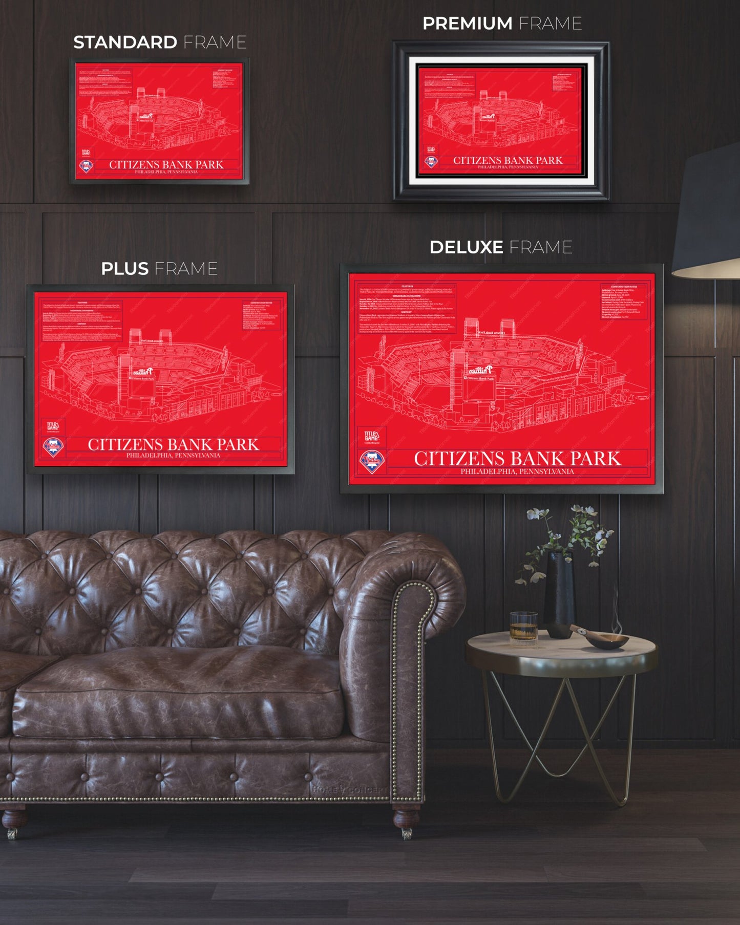 Philadelphia Phillies Citizens Bank Park Stadium Ballpark Blueprint - Title Game Frames