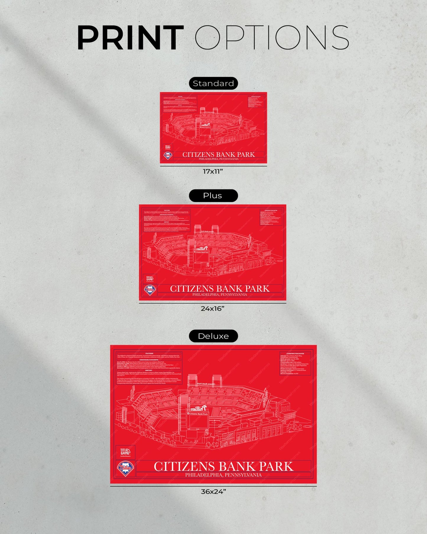 Philadelphia Phillies Citizens Bank Park Stadium Ballpark Blueprint - Title Game Frames