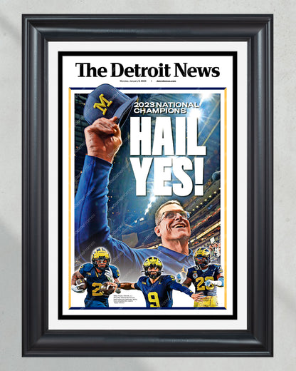 2024 Michigan Wolverines National Champions: 'HAIL YES!' Tribute - Framed Commemorative Print