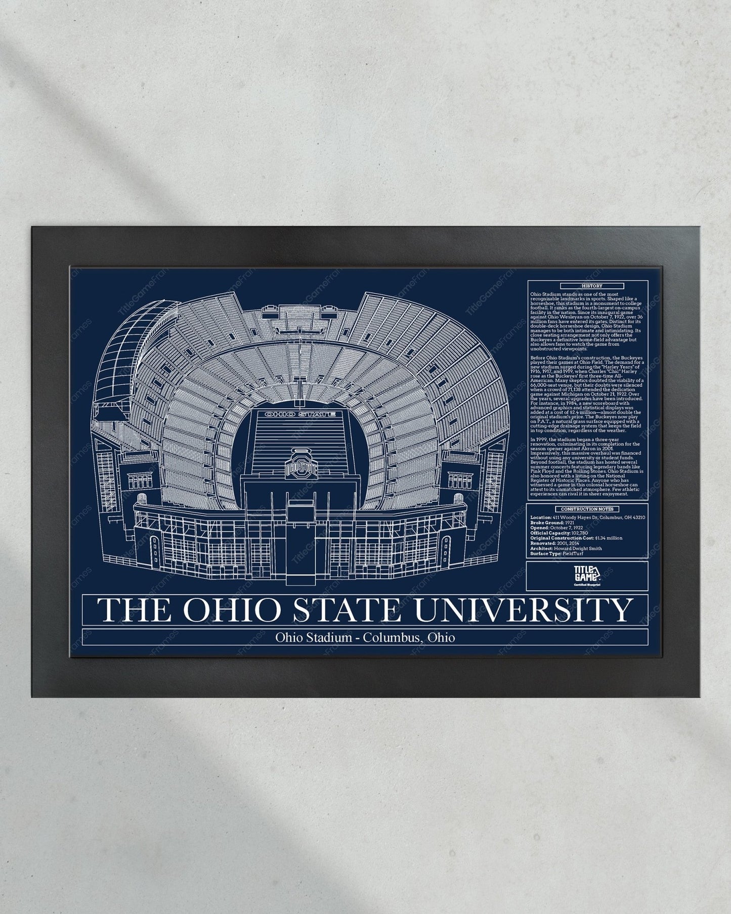 The Ohio State University - Ohio Stadium Blueprint - Title Game Frames