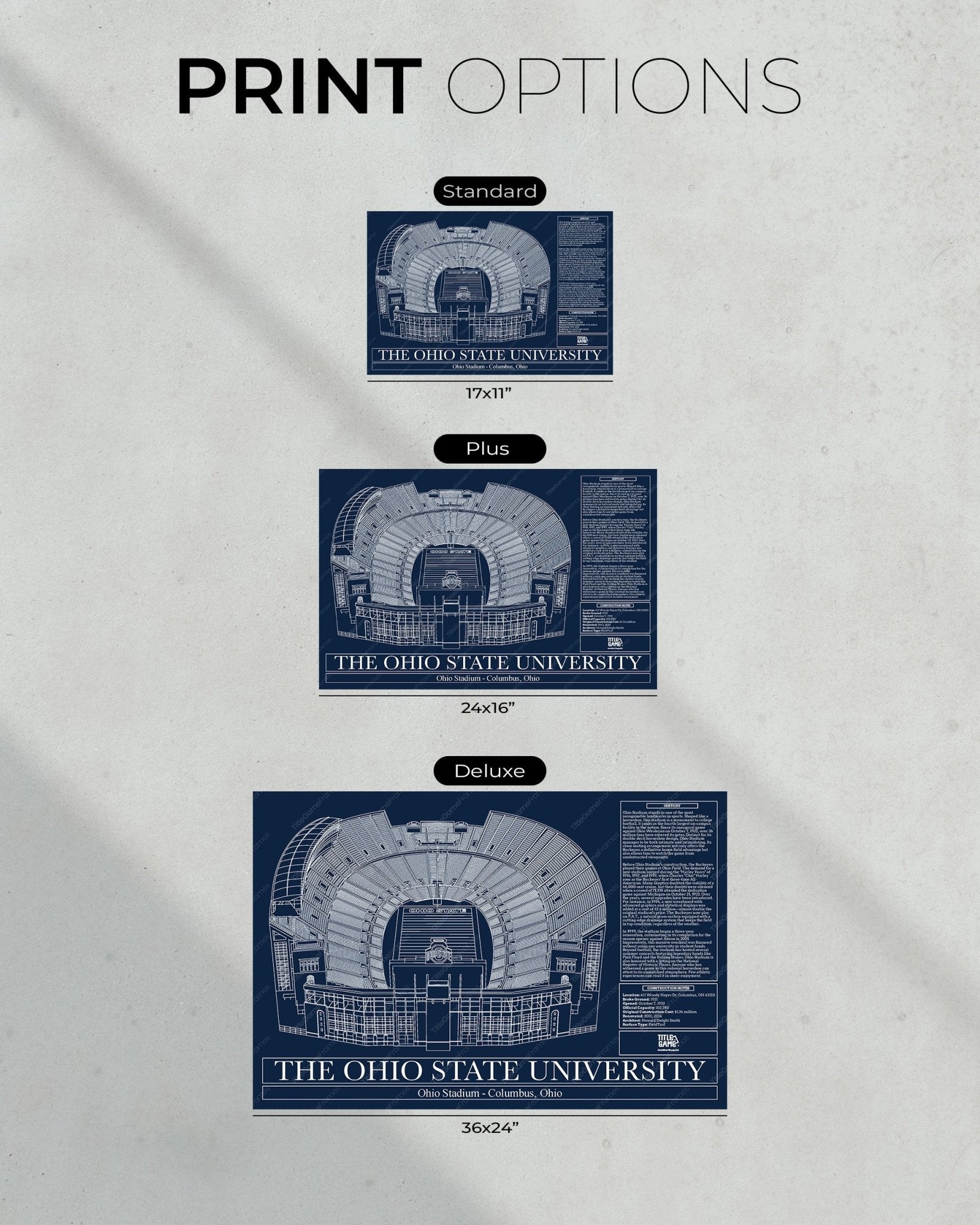 The Ohio State University - Ohio Stadium Blueprint - Title Game Frames