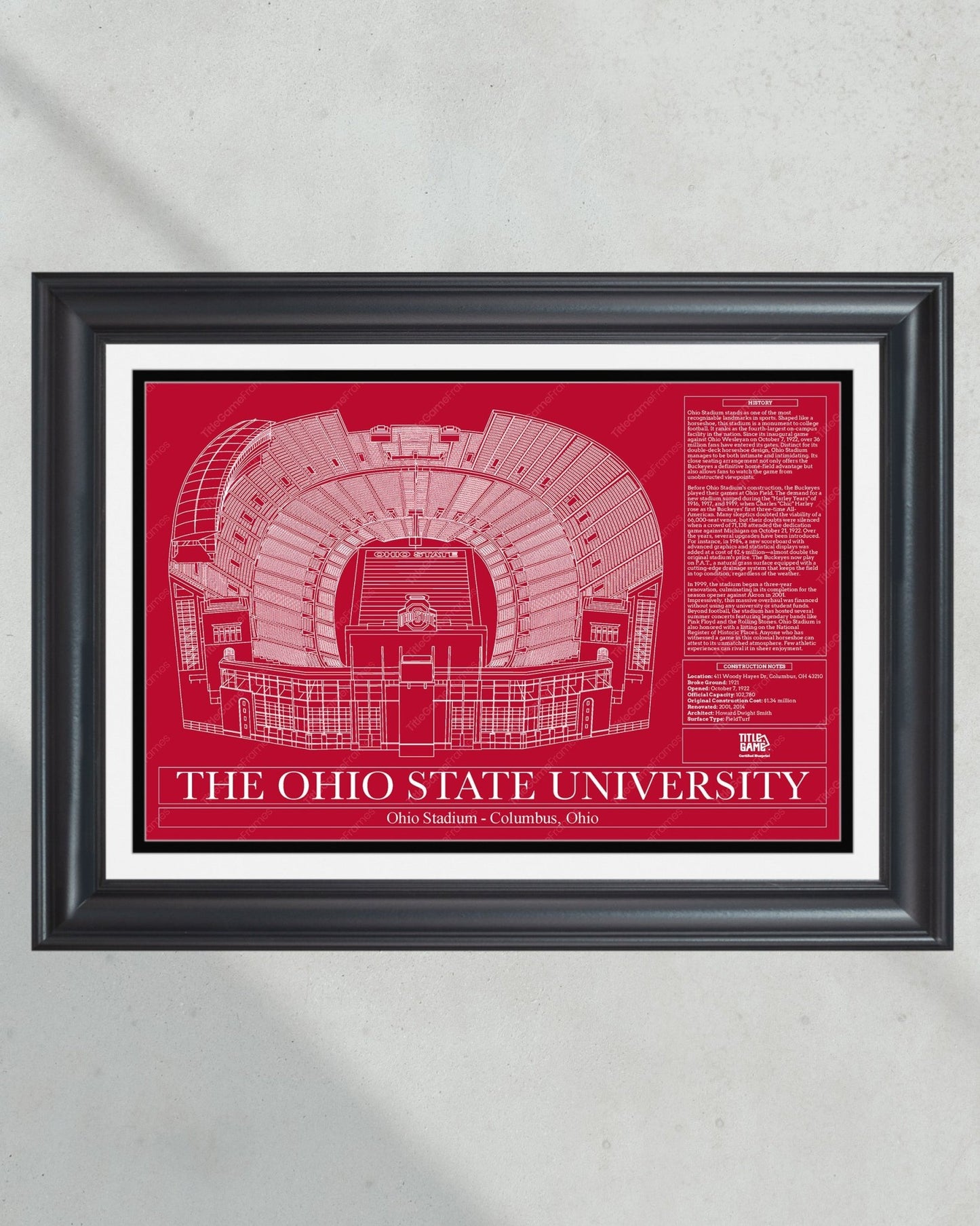 The Ohio State University - Ohio Stadium Blueprint - Title Game Frames