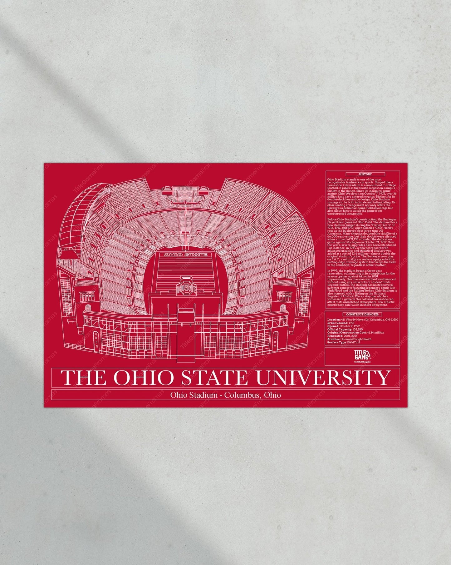 The Ohio State University - Ohio Stadium Blueprint - Title Game Frames