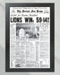 1957 Detroit Lions' Championship Triumph - 'Historic Victory' - Framed Newspaper Print - Title Game Frames