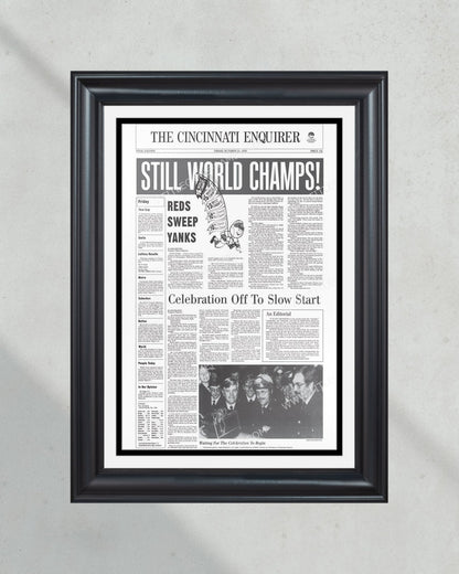 1976 Cincinnati Reds World Series Champions Framed Front Page Newspaper Print - Title Game Frames