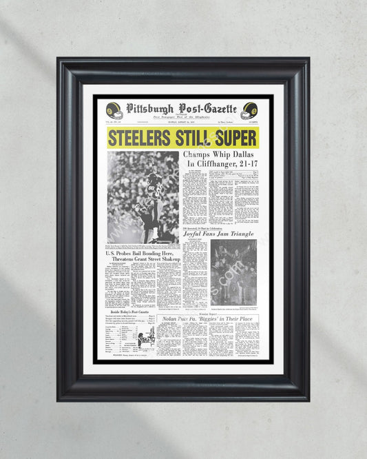 1976 Pittsburgh Steelers Super Bowl X Champions Framed Front Page Newspaper Print - Title Game Frames