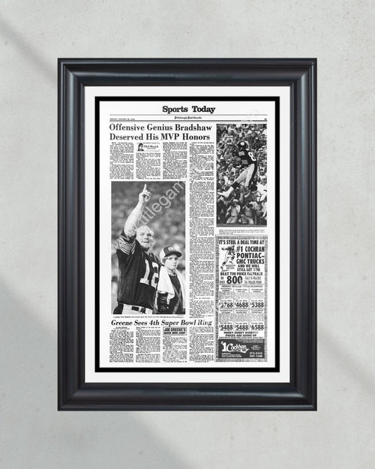 1979 Pittsburgh Steelers Super Bowl XIII Champions Framed Front Page Newspaper Print - Title Game Frames