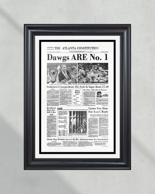 1980 Georgia Bulldogs National Champions Framed Front Page Newspaper Print UGA - Title Game Frames