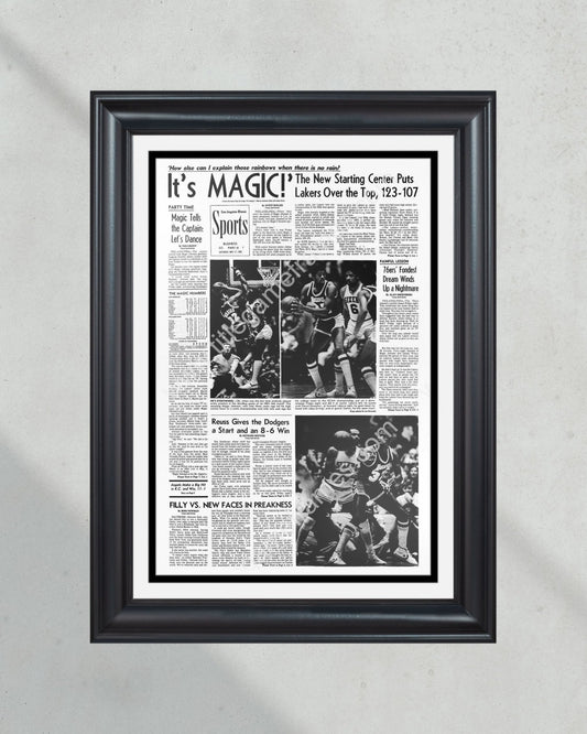 1980 Los Angeles Lakers NBA Champion Framed Front Page Newspaper Print - Title Game Frames